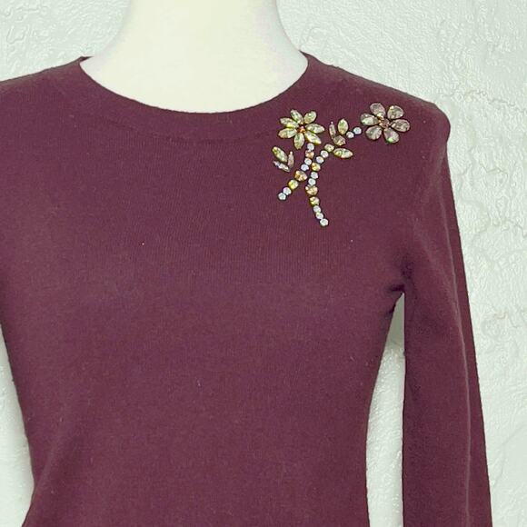 Kate Spade SZ XS Ruby Maroon Red Jewel Sweater - Picture 4 of 7